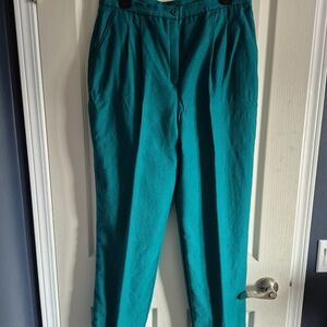 Emerald Green High Waisted Wool Trousers